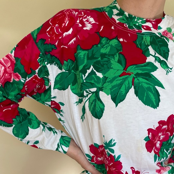 VINTAGE Red Rose long sleeve t-shirt - Picture 5 of 5